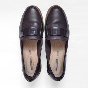 Clarks Collection Soft Cushion Raisie Arlie Leather Loafer 9.5M Aubergine